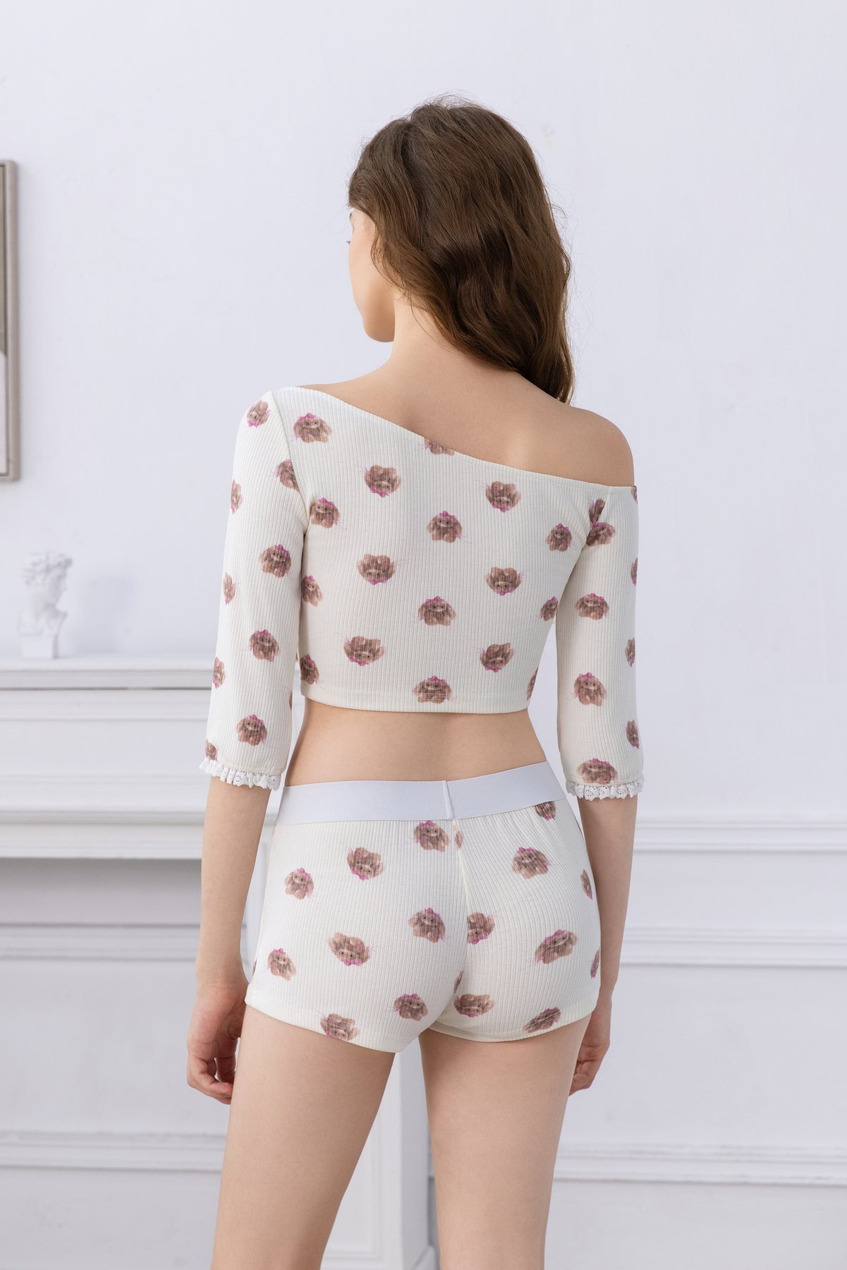 Cocoa Pup Picnic Off-Shoulder Lounge Set