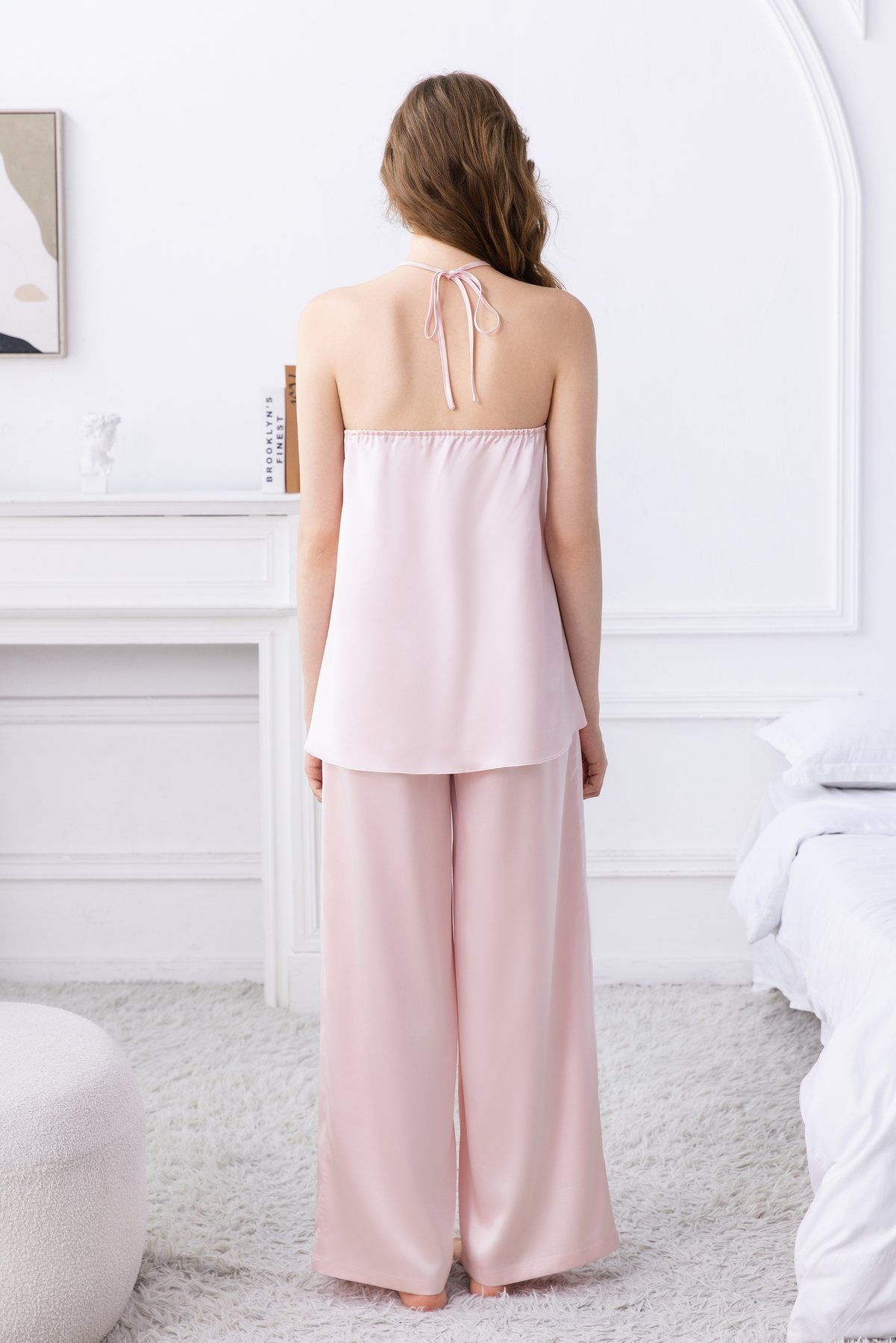 Rosé Moonlight Satin Halter Lounge Set