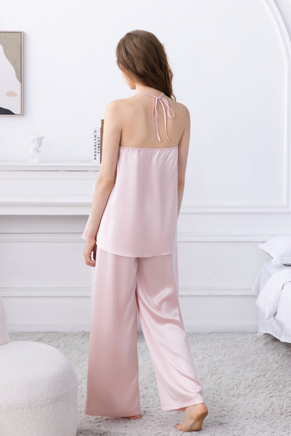 Rosé Moonlight Satin Halter Lounge Set