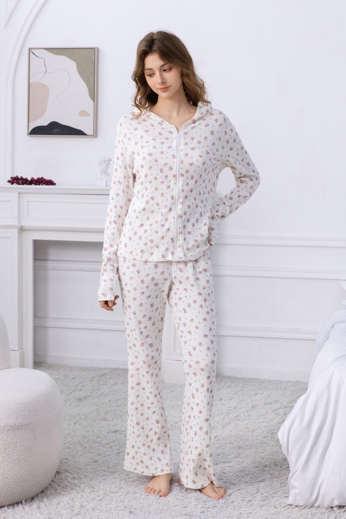 Floral hooded loungewear set