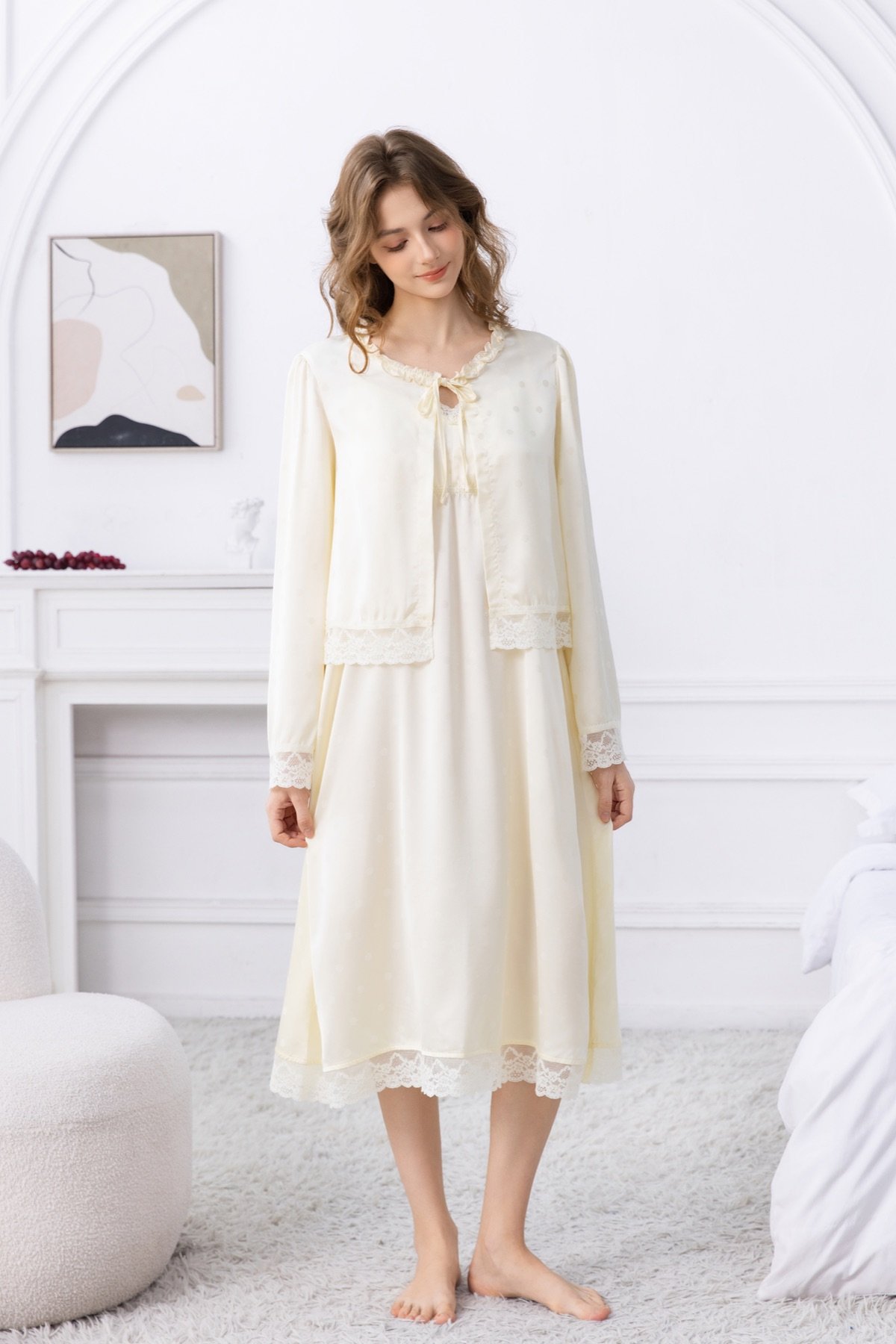 Ivory satin nightdress